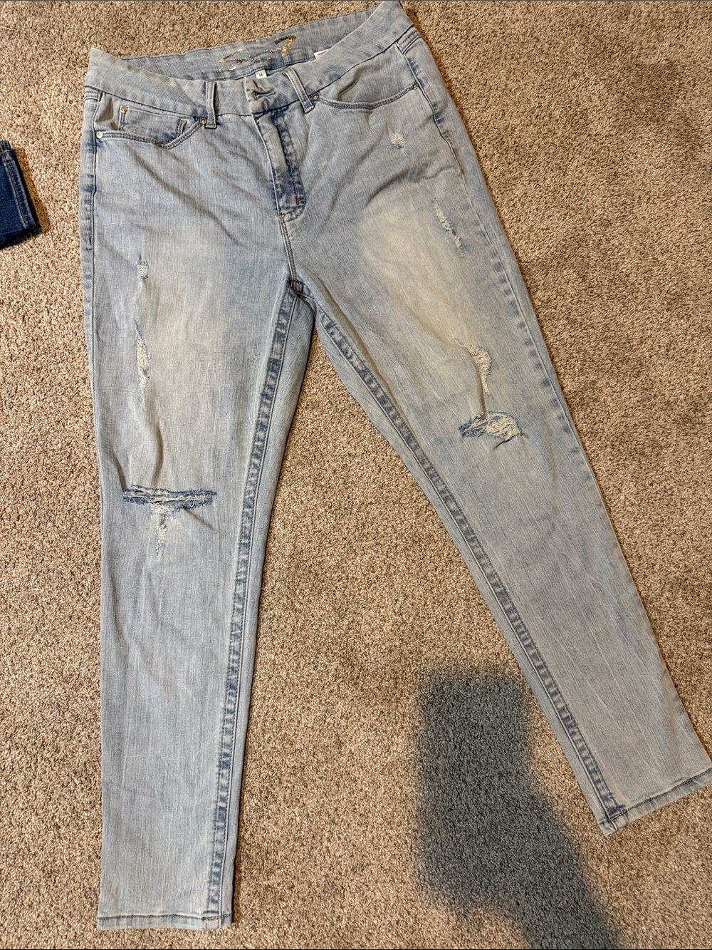 7 For All Mankind Light Blue Distressed Skinny Jeans